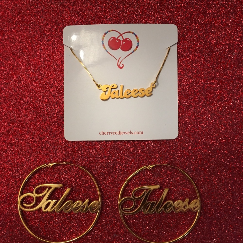 Personalized Teleese earrings and Necklace